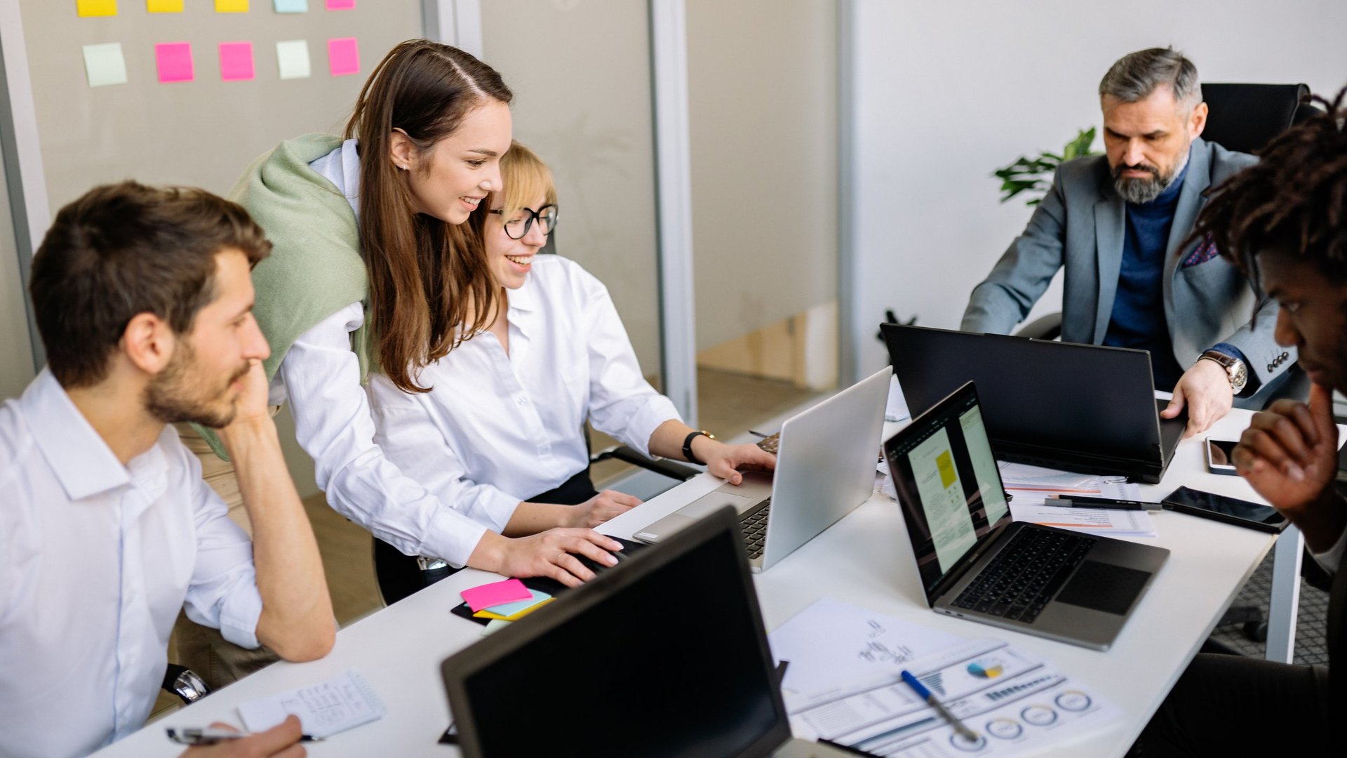 Team collaborating in office